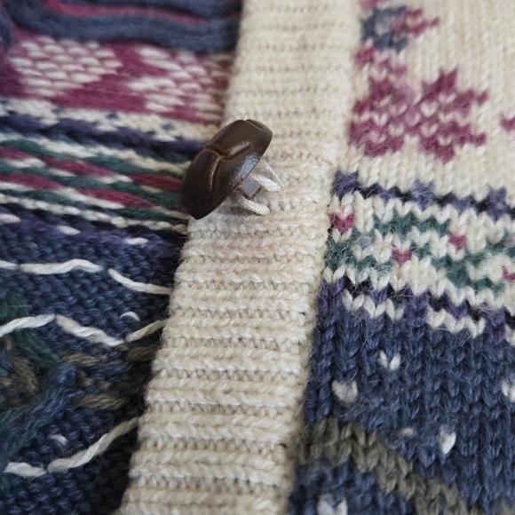 Northern Reflections Vtg Cardigan Nordic Winter Scenes Snow Trees SleighsCozy M - Picture 12 of 14